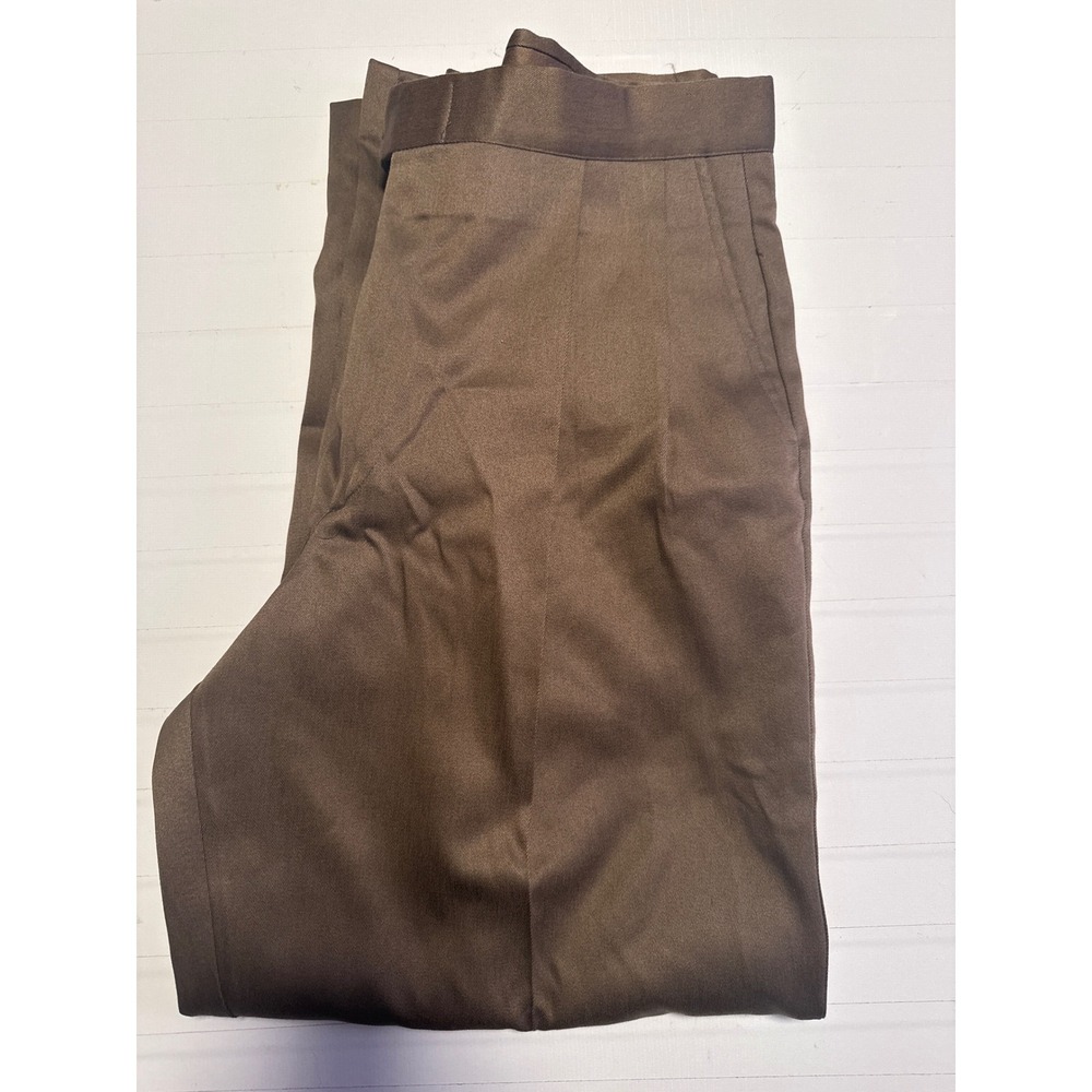 Sansabelt System Brown Pleated Dress Pants Vintage‎ Beltless Trousers Mens 34x29